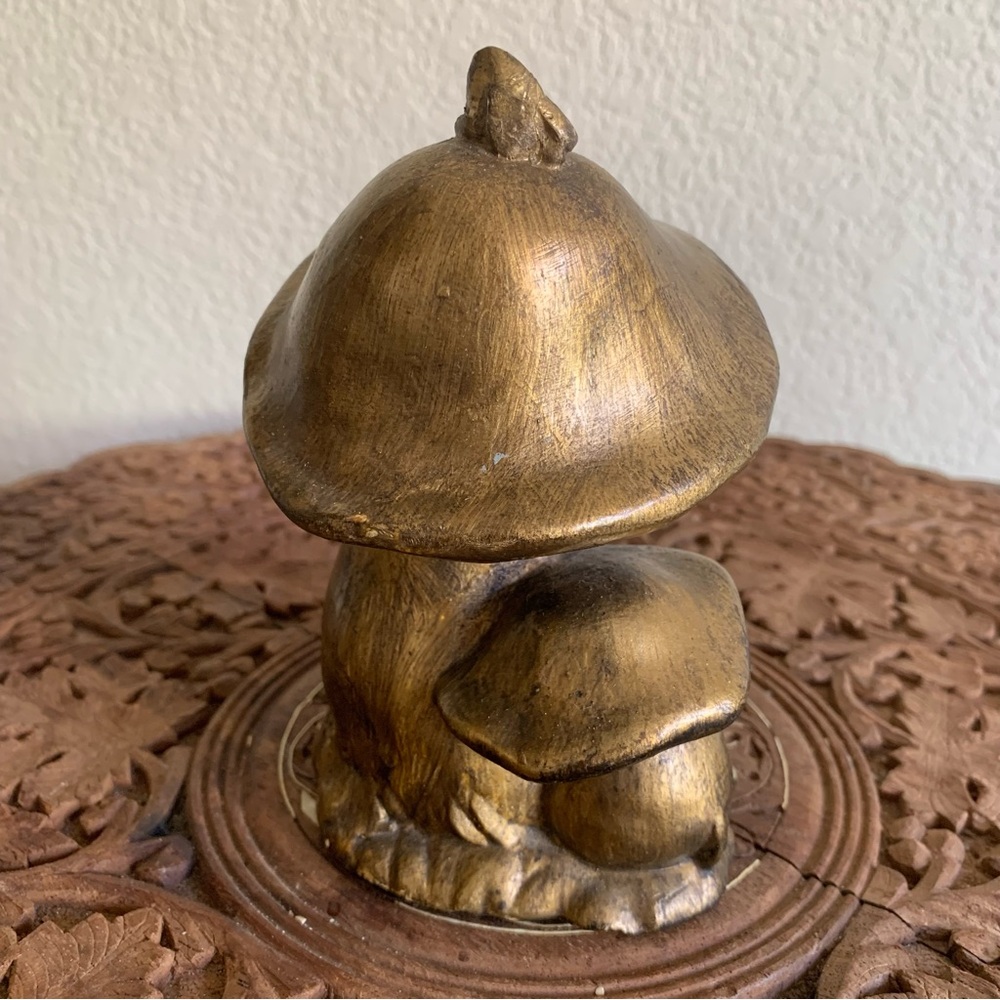 Vintage? Small Hand Painted Mushroom & Mouse Eating Cheese Figurine - Picture 4 of 12